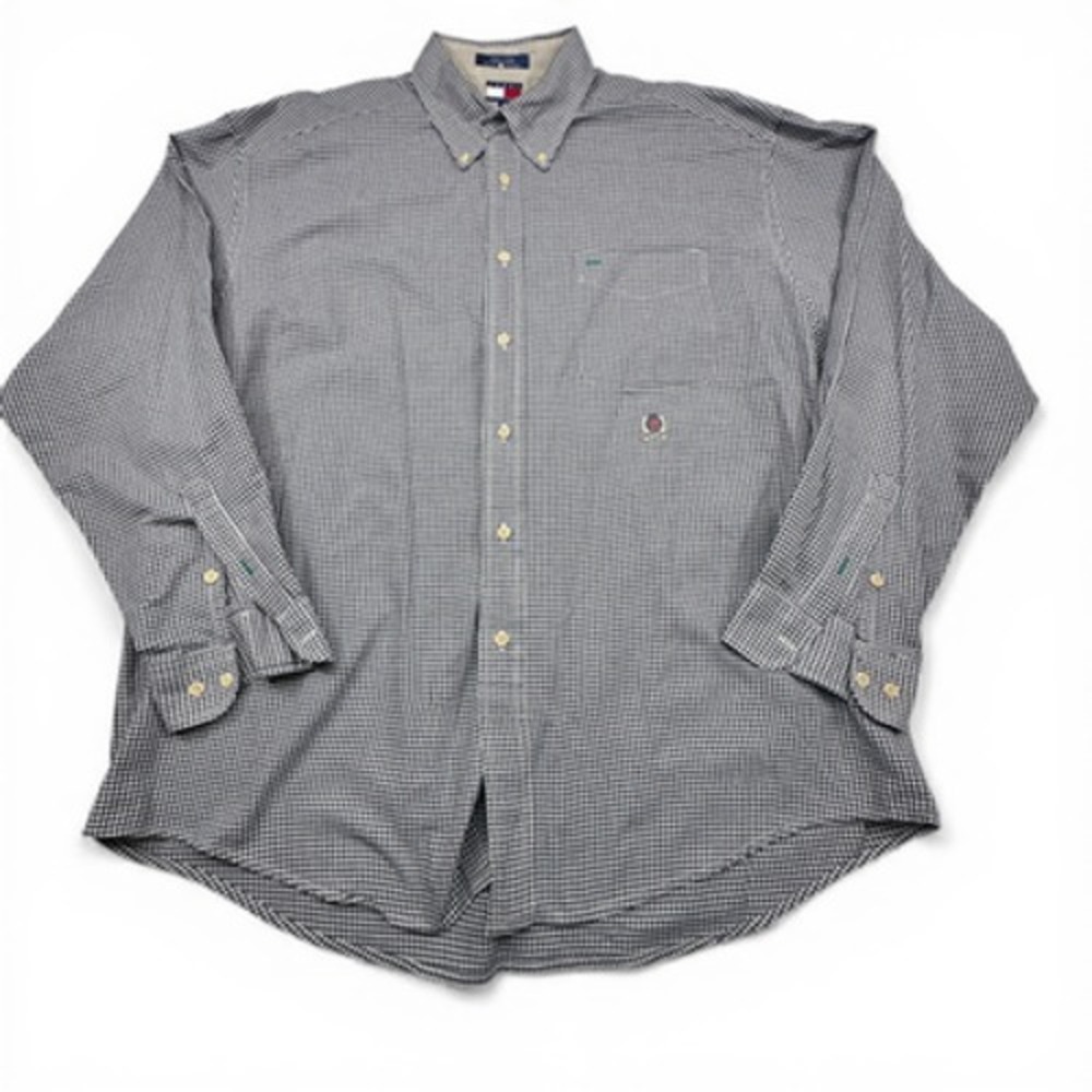 Tommy Hilfiger Shirt‎ Mens XL Blue Check Button Down Long Sleeve Cotton Casual